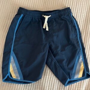 Fair Harbor Boys Dark Blue Athletic Shorts with Yellow Accents- size M